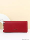 BagForLove - Stylish Long Wallet with Clover Decor and Letter Graphics
