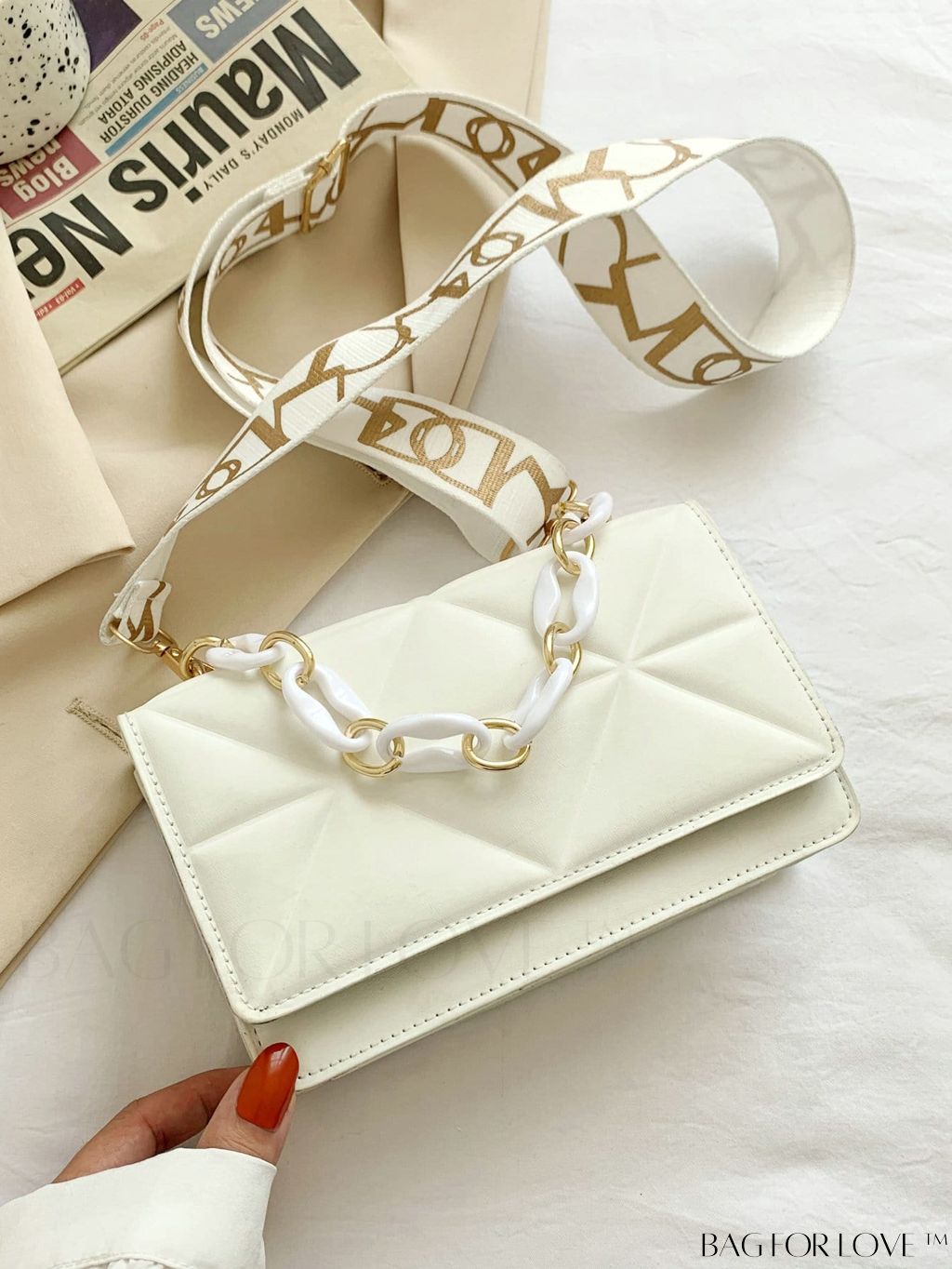 BagForLove - Compact Chain Flap Square Bag with Stylish Quilted Design