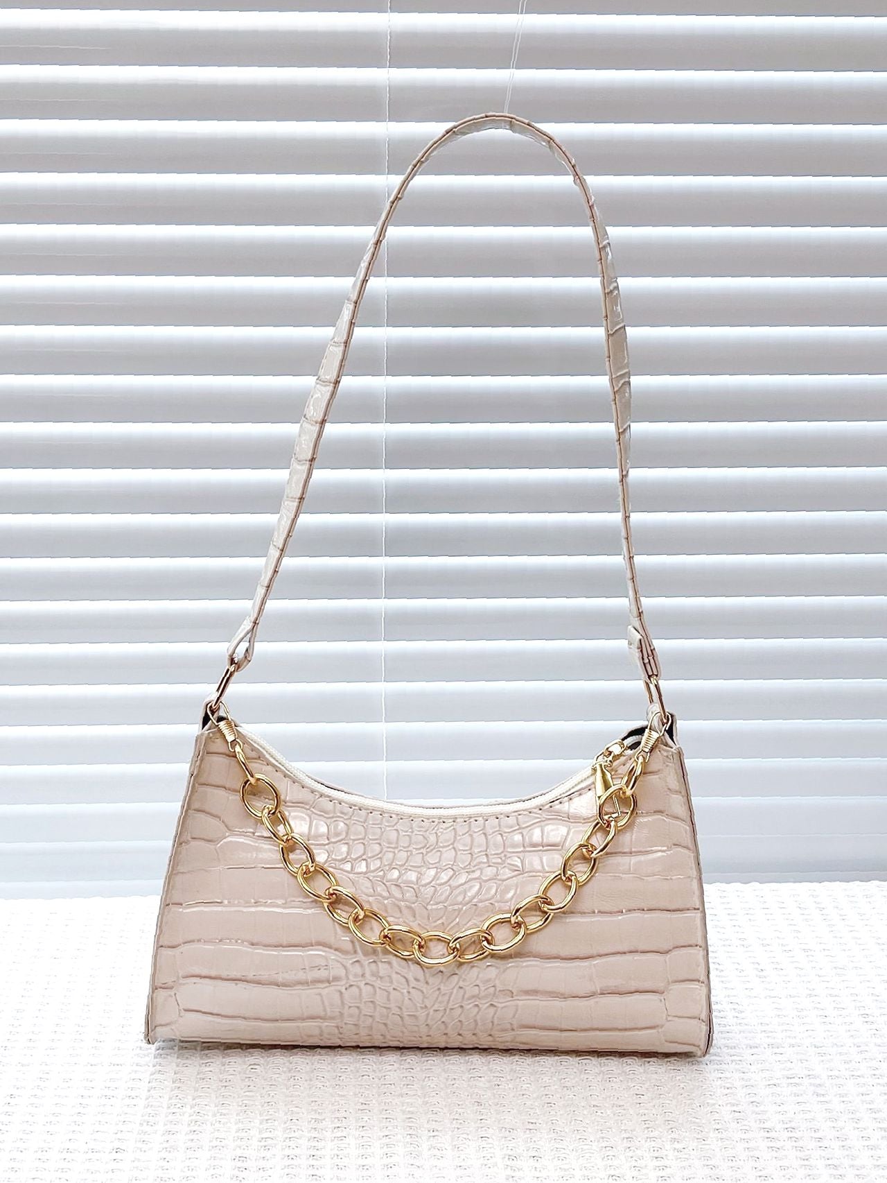 Bag For Love - Crocodile Embossed Chain Decor Baguette Bag - Women Sho –  shopbagforlove