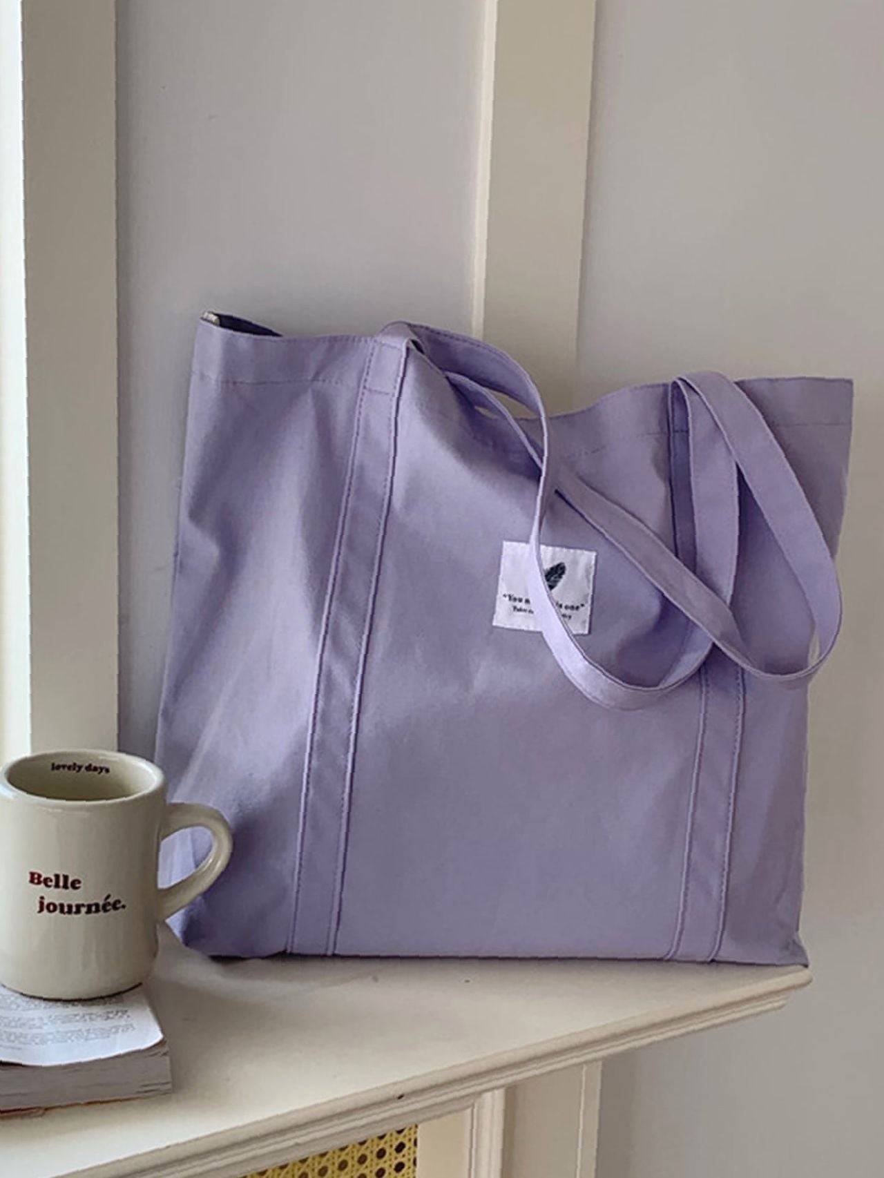 Canvas Patch Tote Bag - Lilac