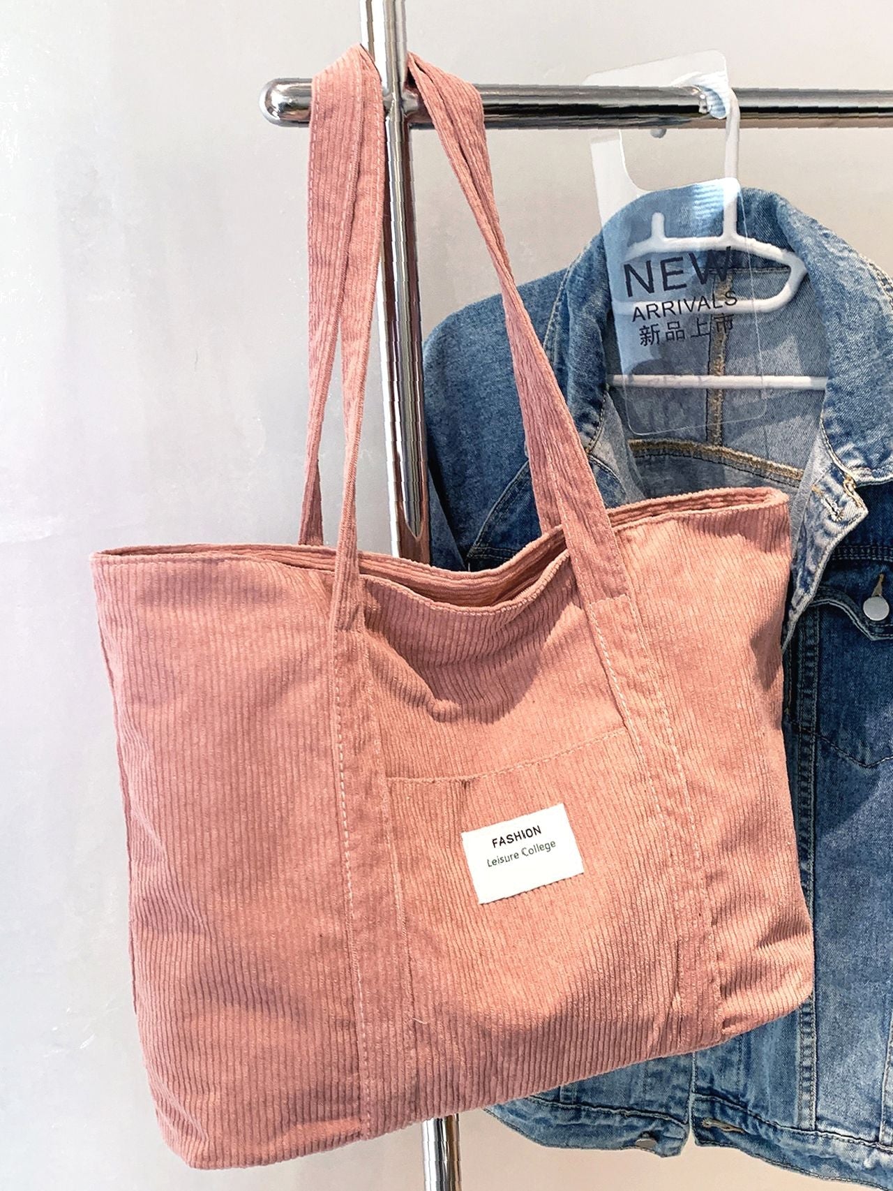 Minimalist Corduroy Shoulder Tote Bag | SHEIN IN