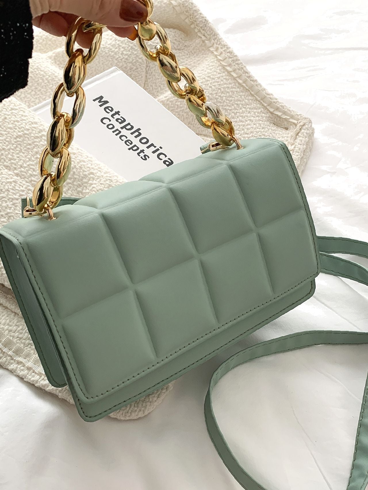 Bag For Love - Chain Decor Textured Flap Square Bag - Women Satchels –  shopbagforlove