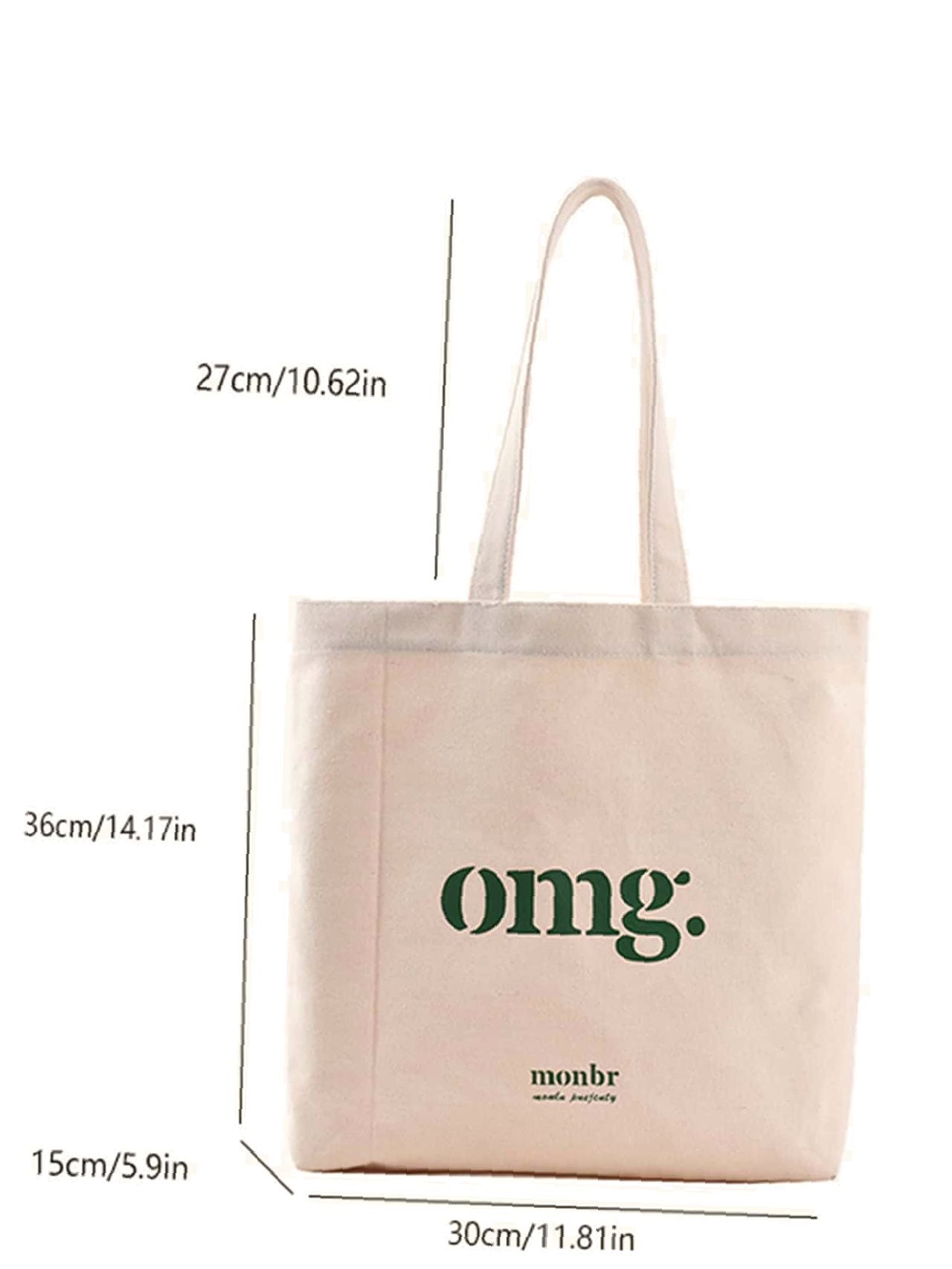 Letter Graphic Canvas Tote Bag