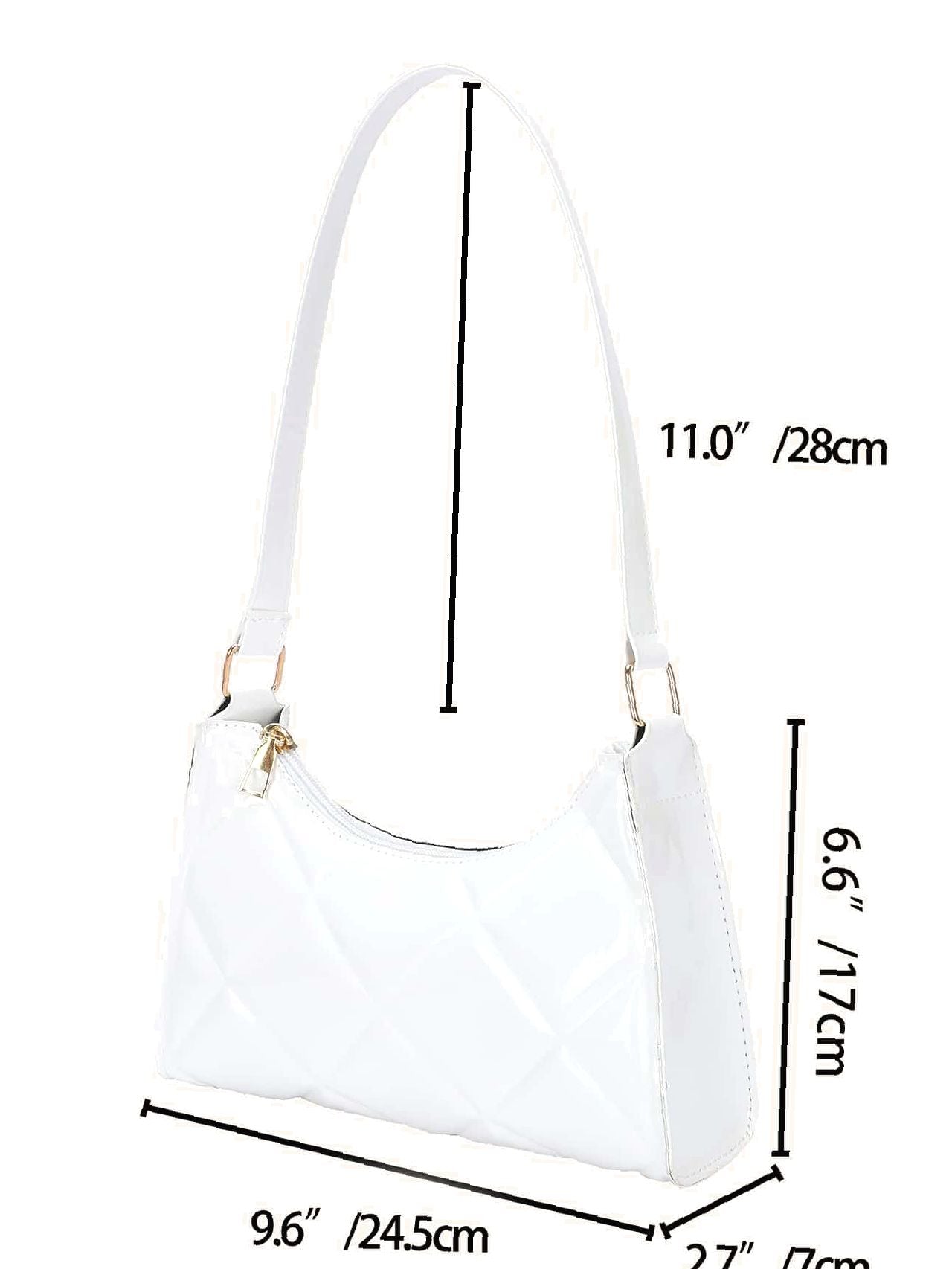 Minimalist Artificial Patent Leather Baguette Bag