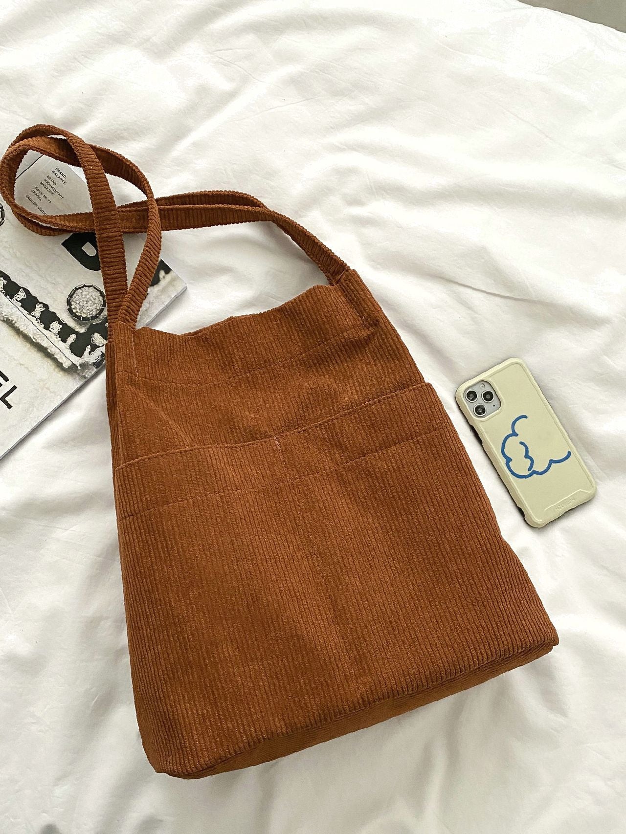 Women's Aesthetic Corduroy Tote Bag