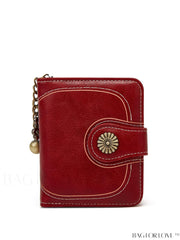 BagForLove - Vintage Trifold Wallet with Embossed Litchi Pattern and Zipper Closure